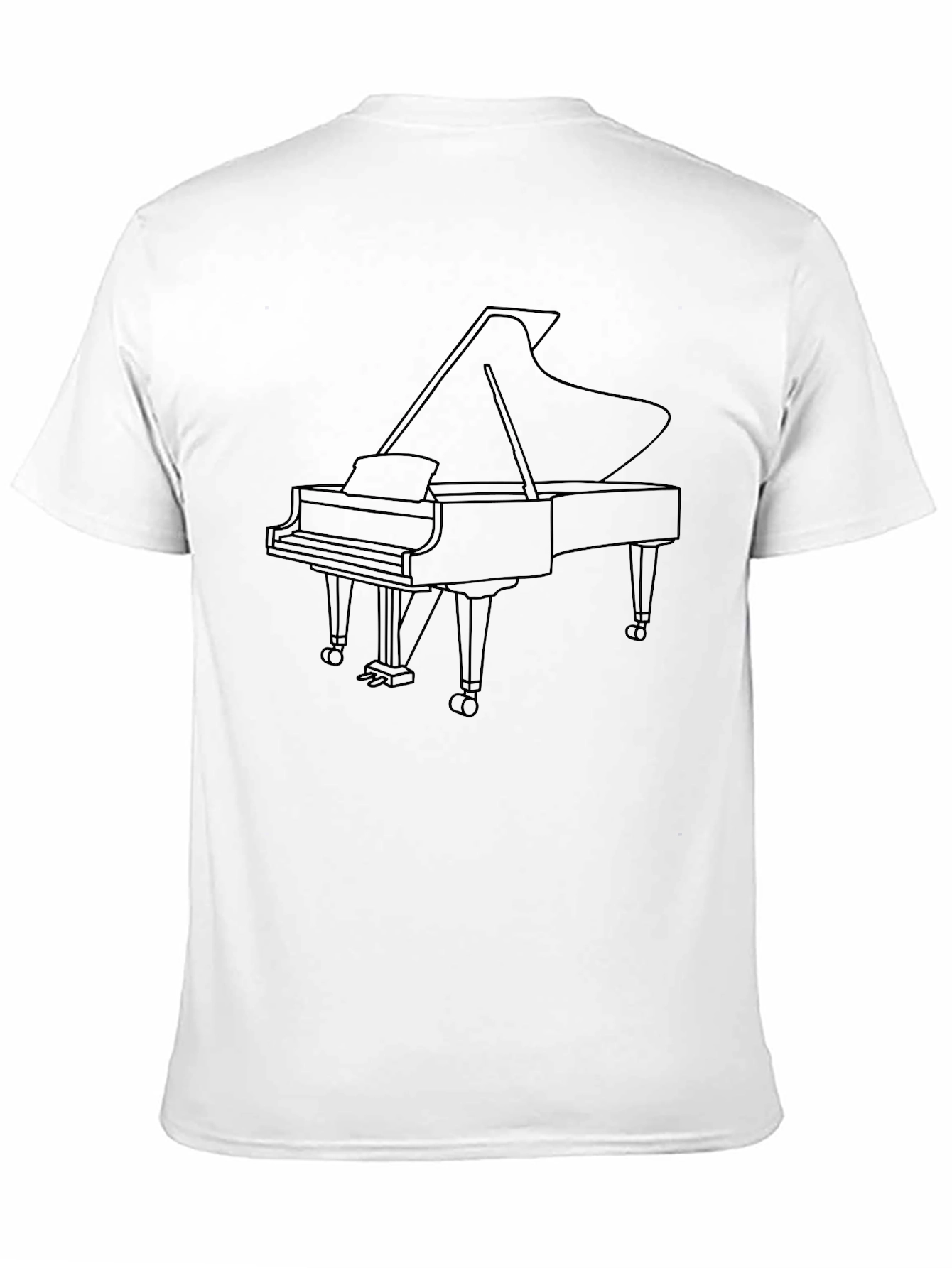 Grand Piano Outline Black T-Shirt