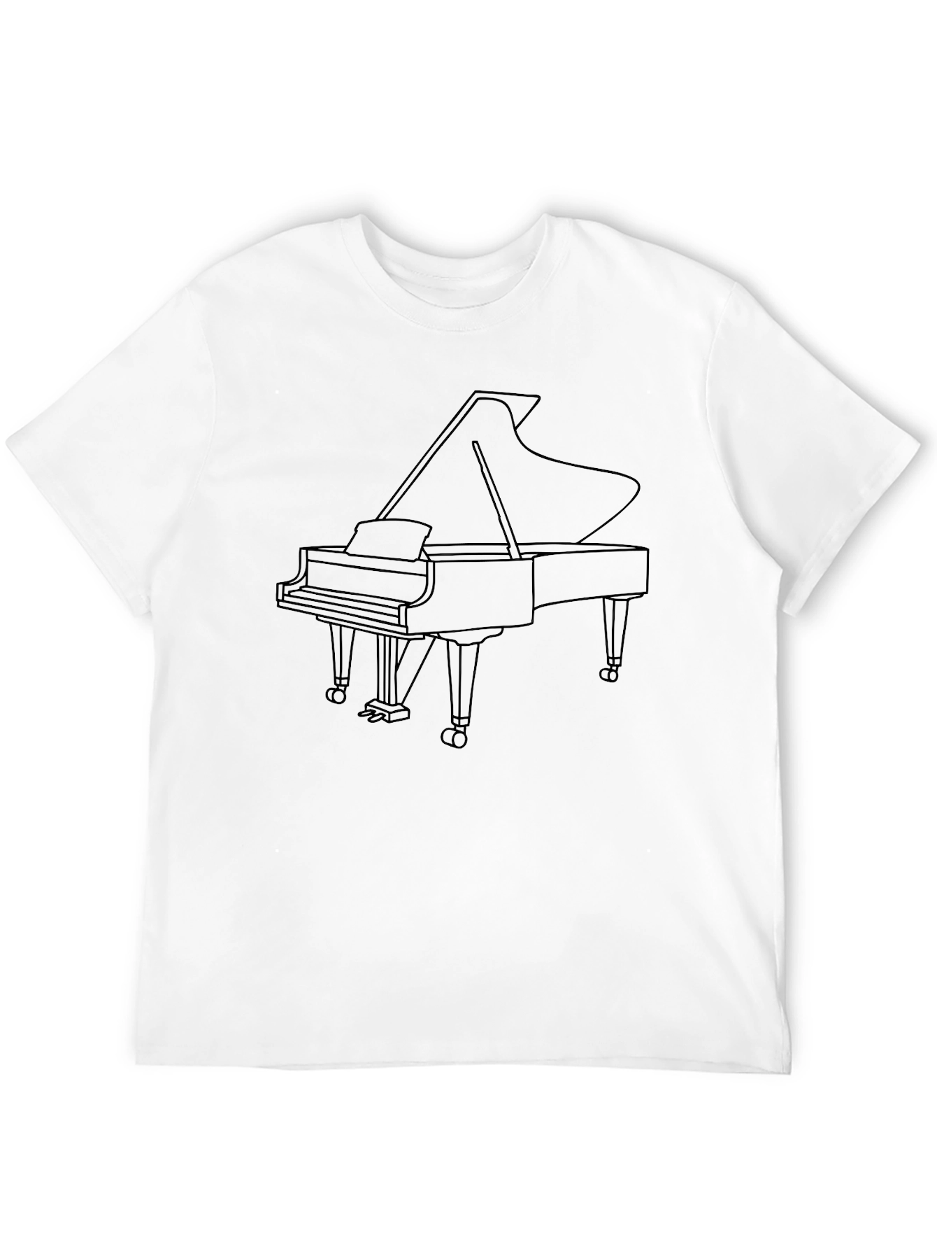 Grand Piano Outline Black T-Shirt