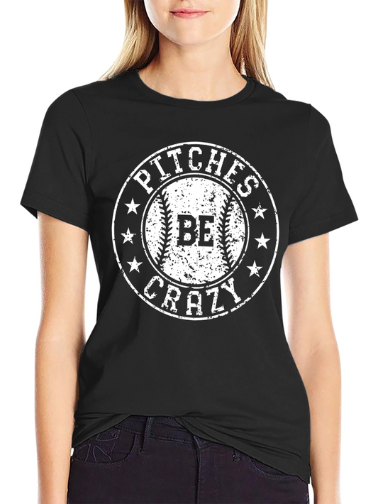 Pitches Be Crazy Baseball Graphic Tee - Black