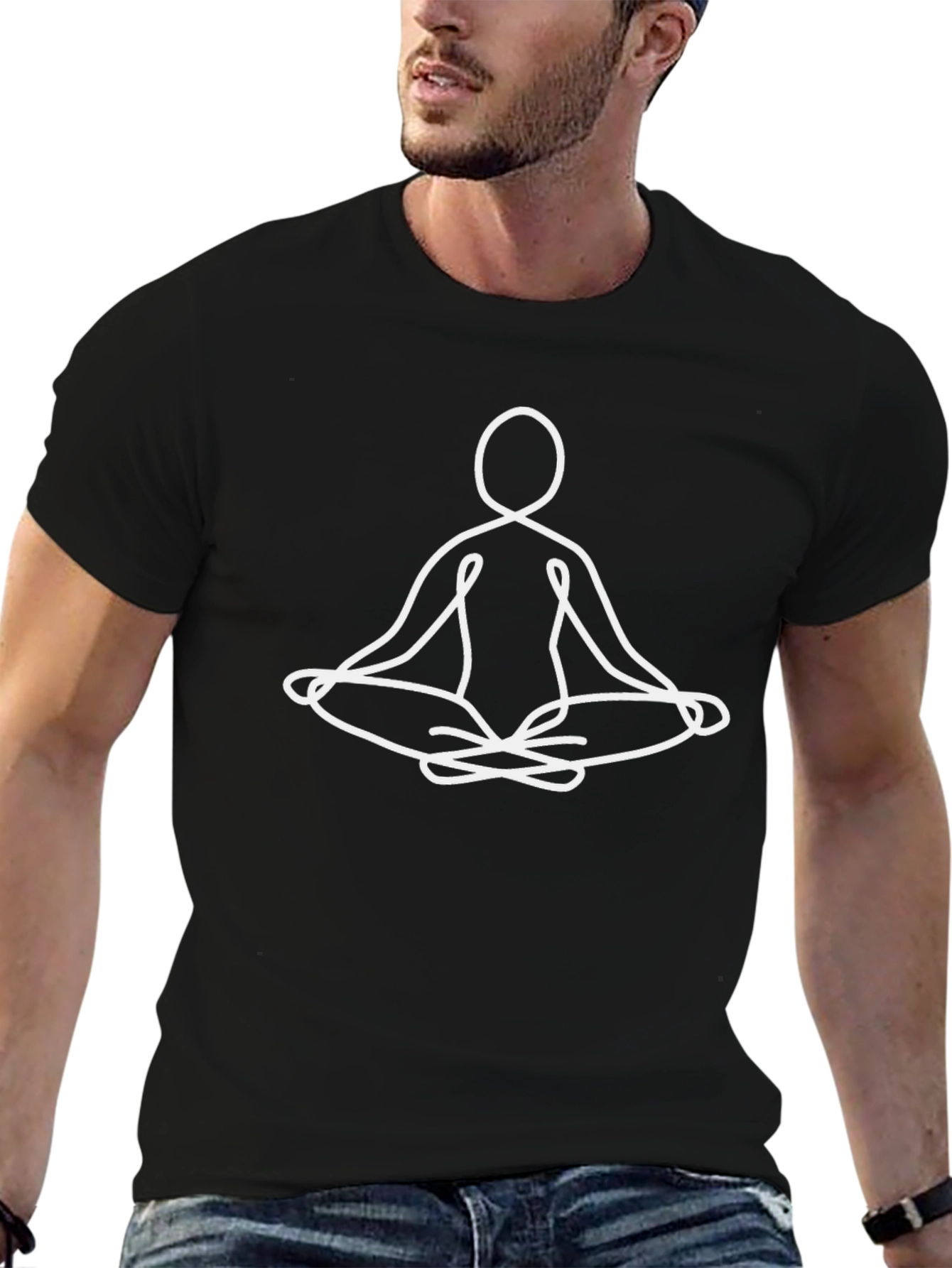 Meditative Pose Graphic Tee - Unisex Black T-Shirt