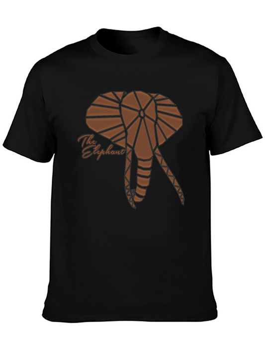 Geometric Elephant Graphic Tee - Stylish Black T-Shirt