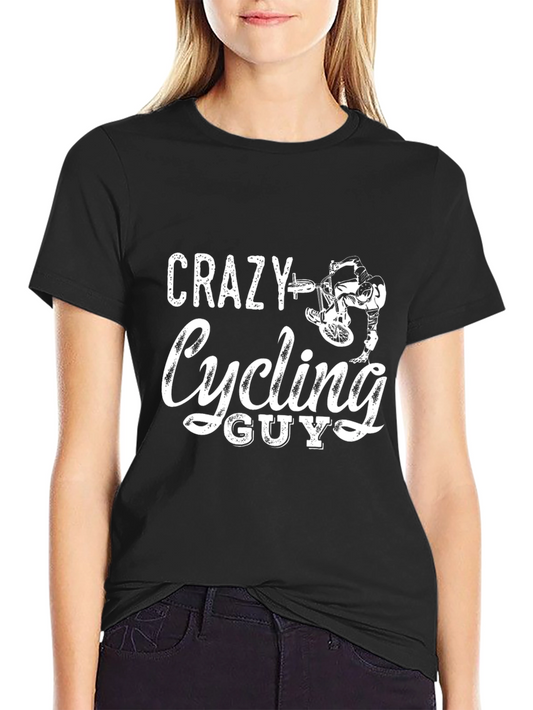 Crazy Cycling Guy Black T-Shirt