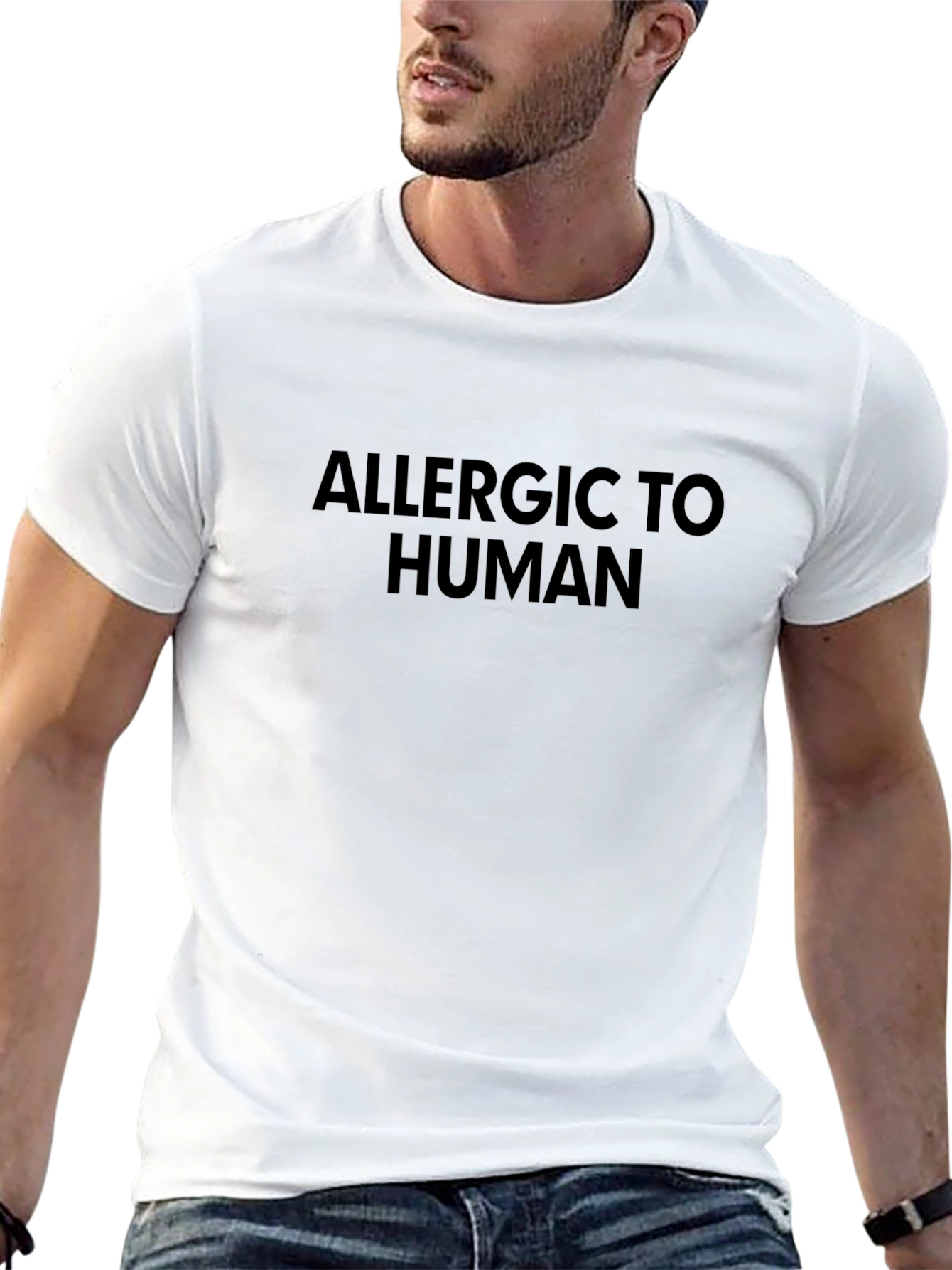 Allergic to Human Graphic T-Shirt - Black