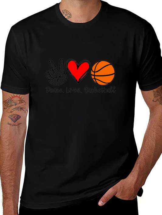 Peace Love Basketball Graphic T-Shirt