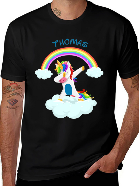 Unicorn Rainbow Dabbing T-Shirt - Custom Name Available