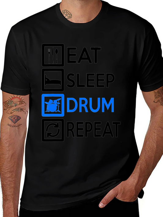 Eat Sleep Drum Repeat Black Graphic Tee