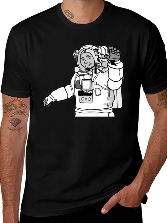 Astronaut Cartoon Graphic Black T-Shirt