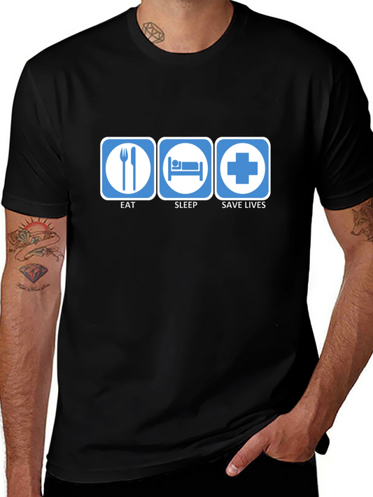 Eat Sleep Save Lives Graphic T-Shirt - Medical/Healthcare