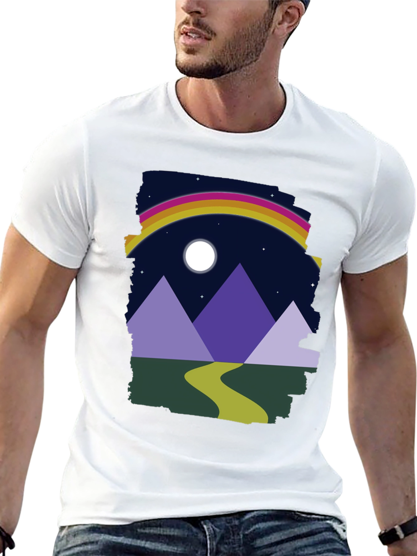 Mountain Rainbow Graphic Tee - Unisex Black T-Shirt