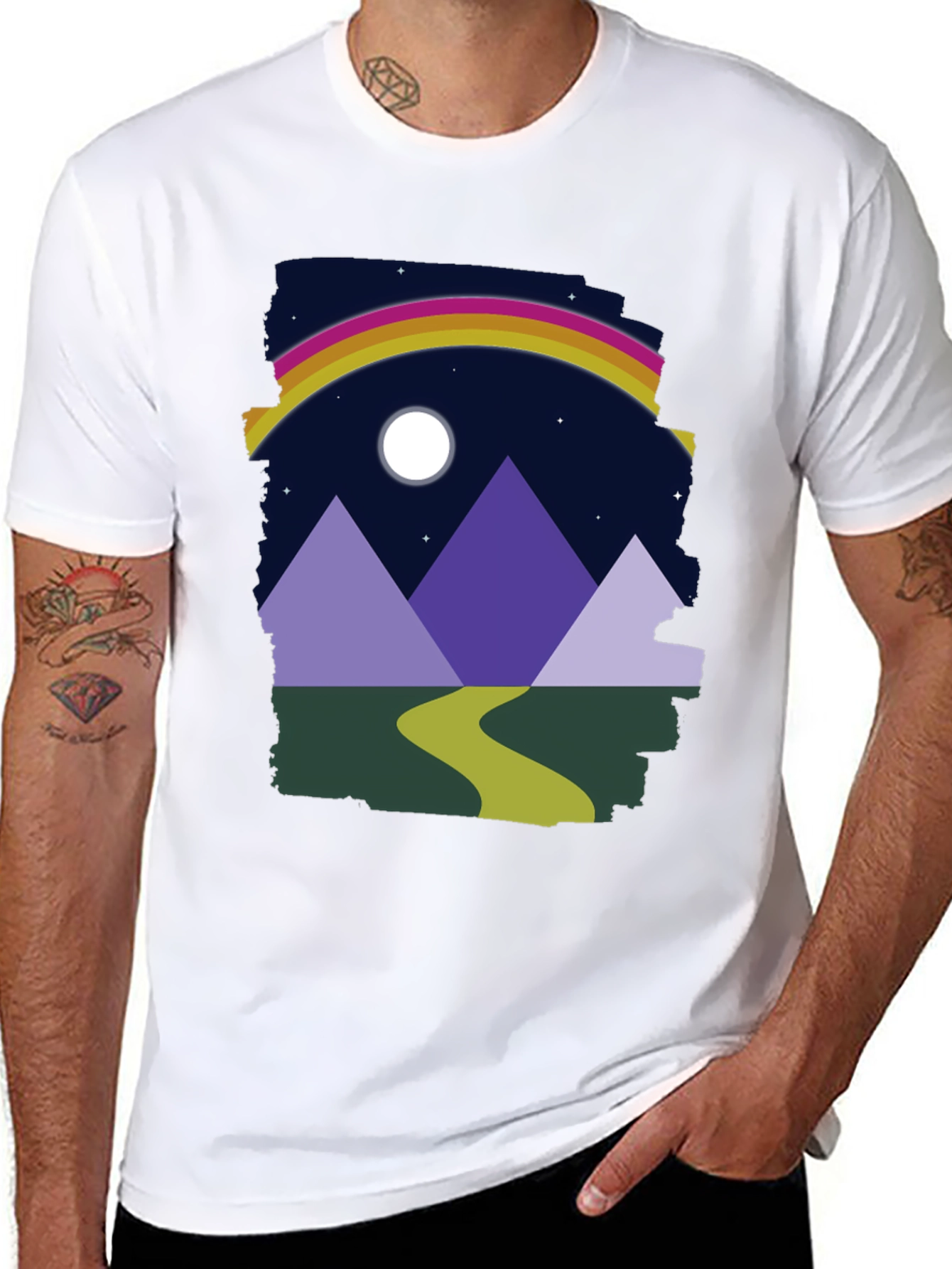 Mountain Rainbow Graphic Tee - Unisex Black T-Shirt