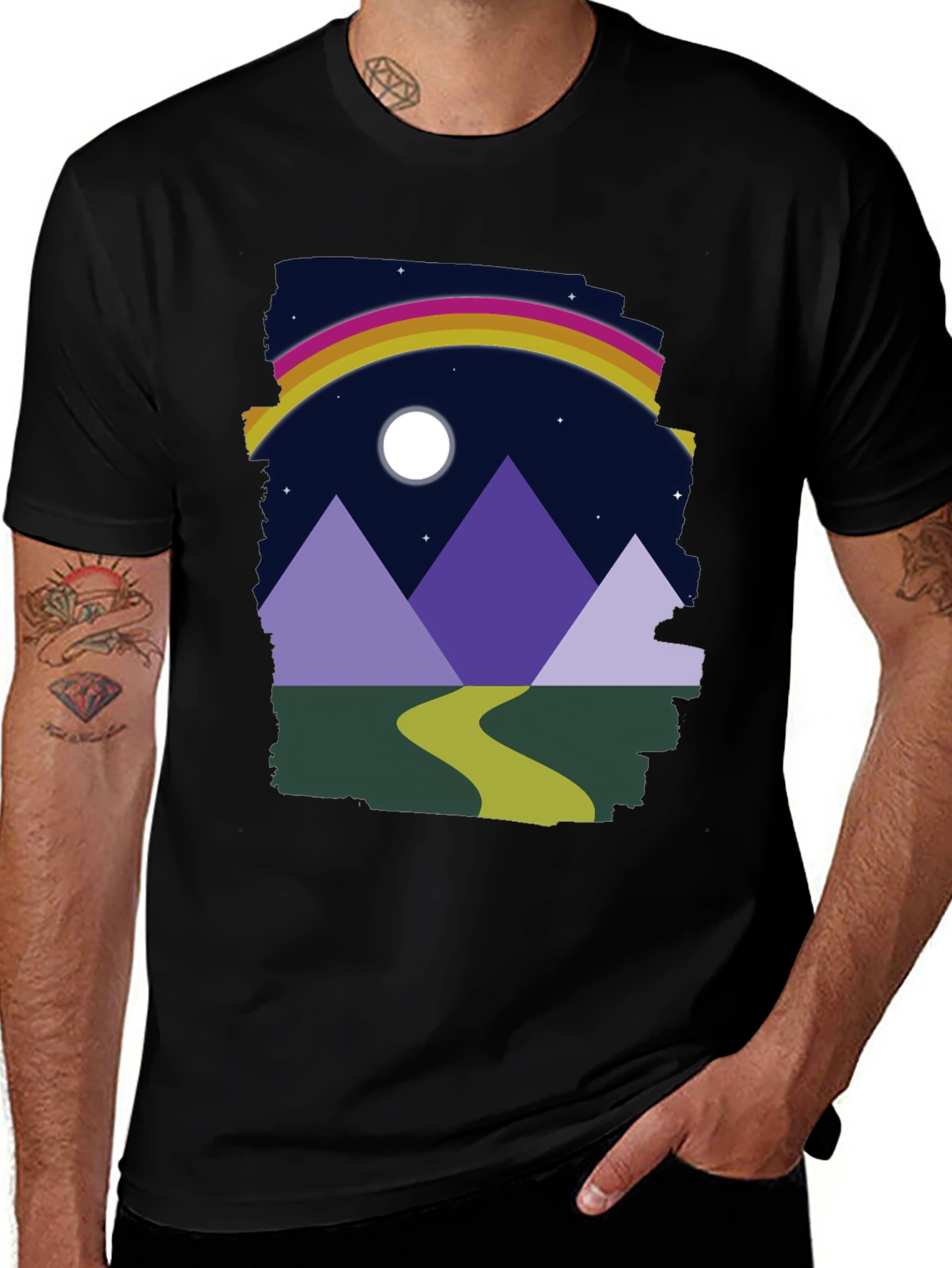 Mountain Rainbow Graphic Tee - Unisex Black T-Shirt