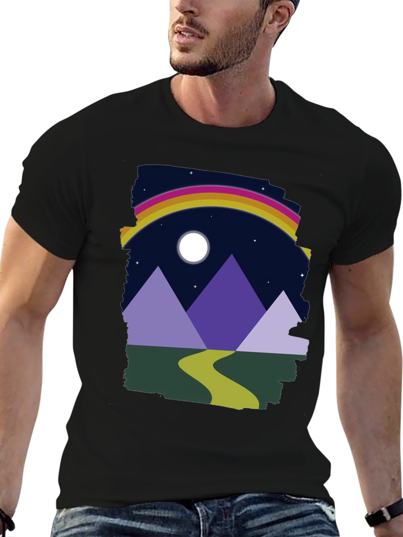 Mountain Rainbow Graphic Tee - Unisex Black T-Shirt