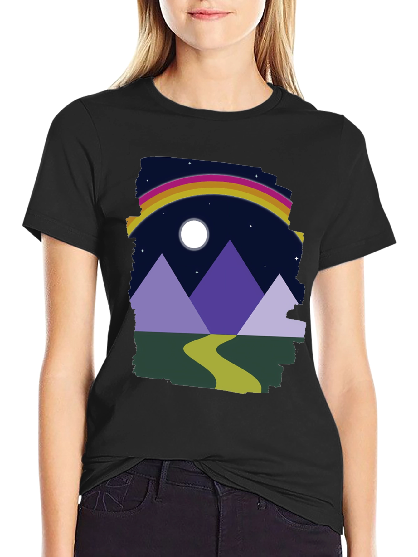 Mountain Rainbow Graphic Tee - Unisex Black T-Shirt