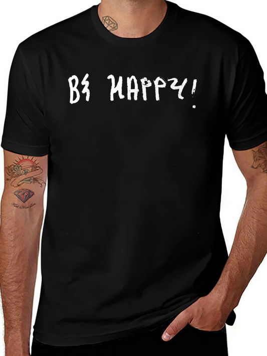 Be Happy! Black Graphic Tee - Positive Vibes