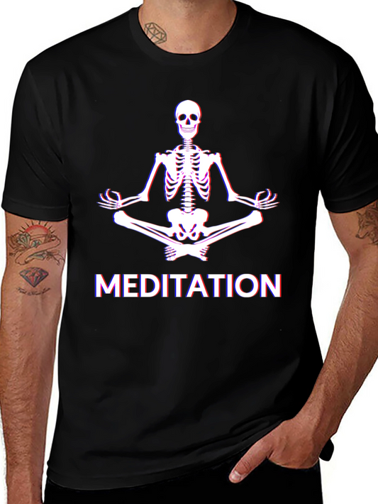 Meditating Skeleton Graphic T-Shirt