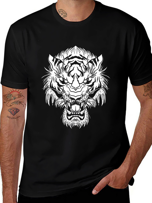 Black Tiger Graphic Tee - Bold Animal Design