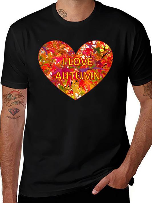 I Love Autumn Heart Graphic Tee - Fall Season T-Shirt