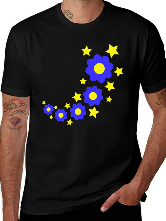 Floral Star Black T-Shirt