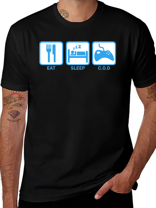 Eat Sleep COD Black T-Shirt | Gaming T-Shirt