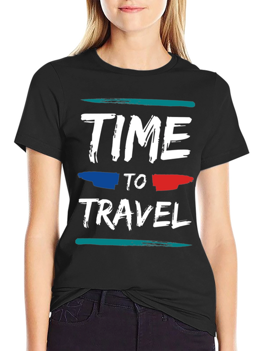 Time to Travel Graphic Tee - Stylish Black T-Shirt