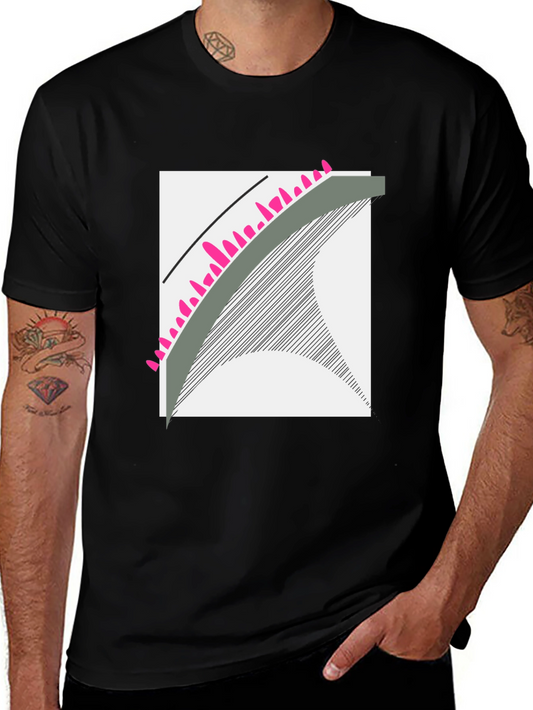 Abstract Graphic Tee - Modern Design Black Cotton