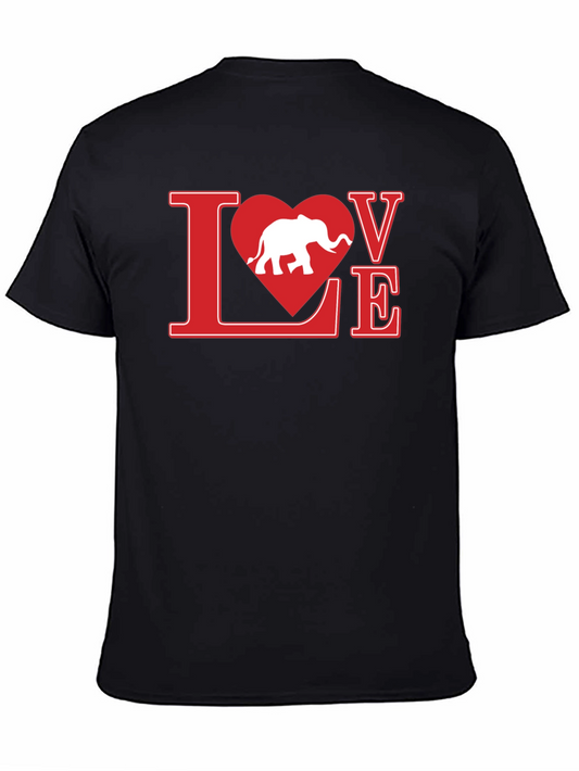 Love Elephant Graphic Tee - Black Cotton T-Shirt