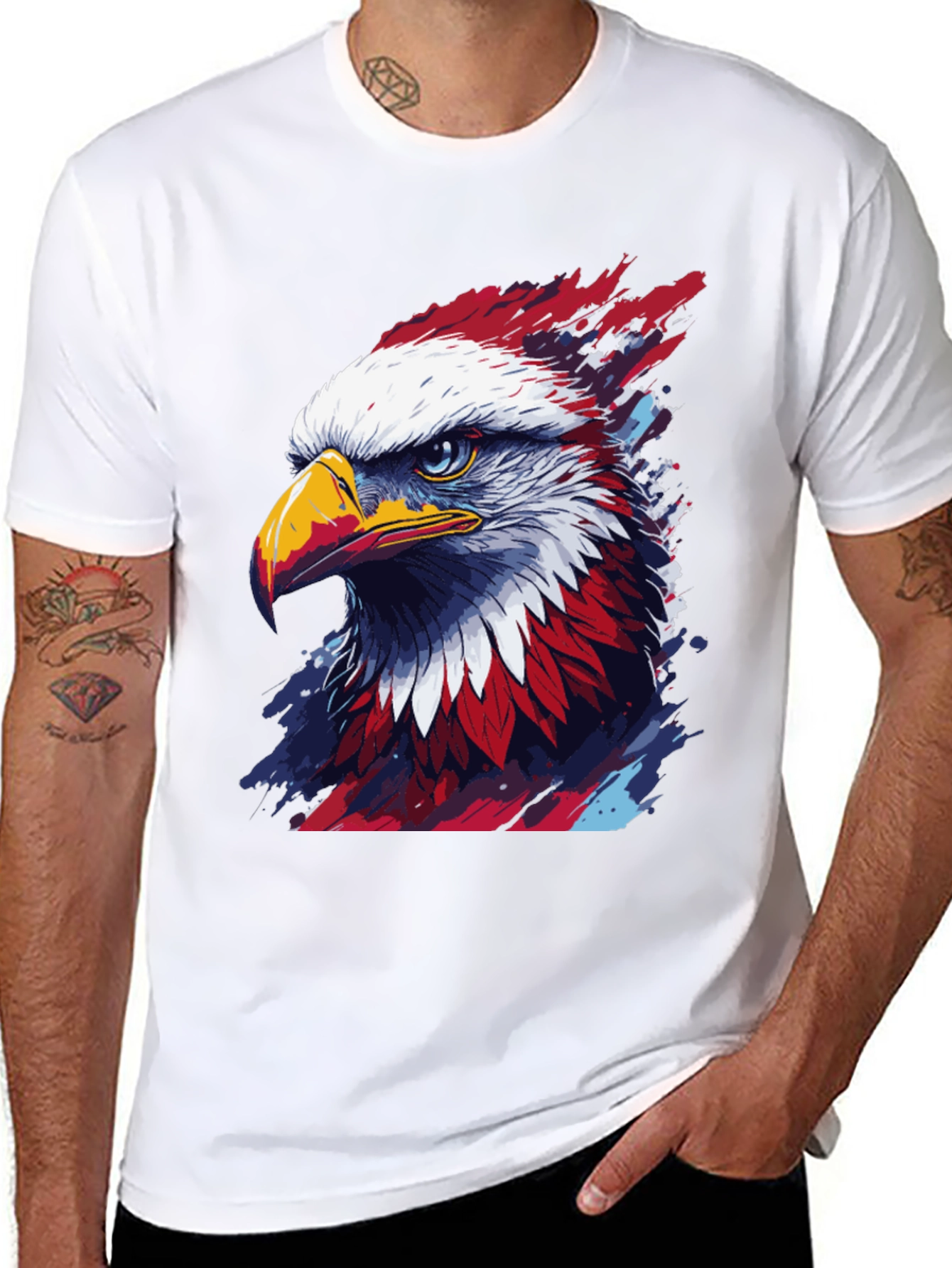 Patriotic Eagle Graphic Tee - Mens Black T-Shirt