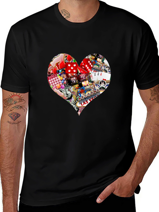 Vegas Casino Heart Graphic Tee - Black