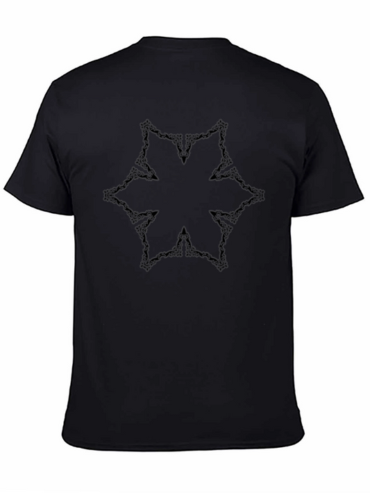 Abstract Ornamental Star Mens Black T-Shirt