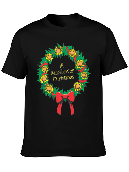 Sunflower Christmas Wreath Graphic Tee