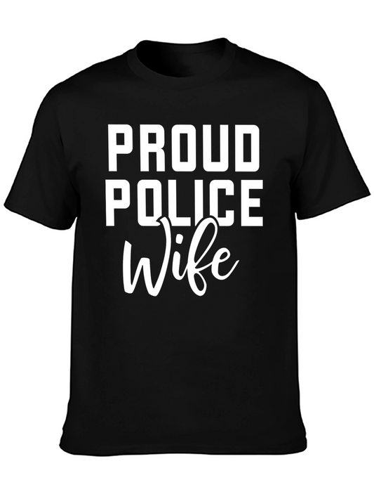 Proud Police Wife Black T-Shirt