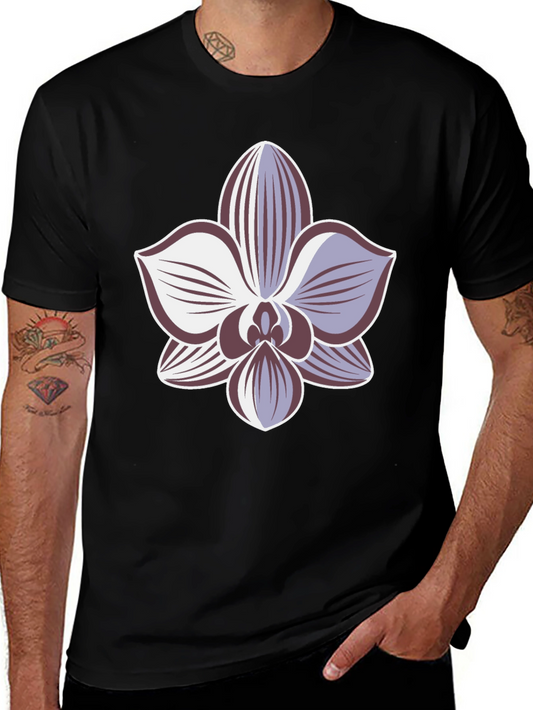 Orchid Graphic Black T-Shirt - Unique Floral Design