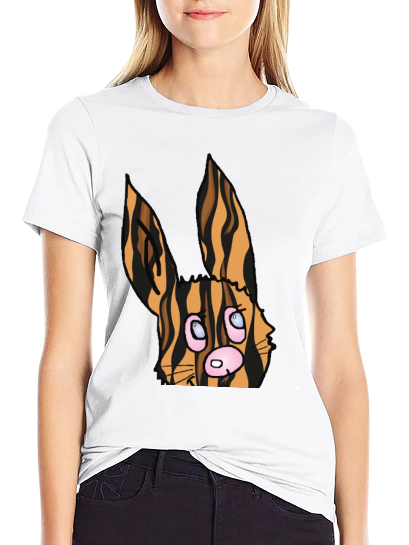 Cartoon Tiger Bunny Black T-Shirt