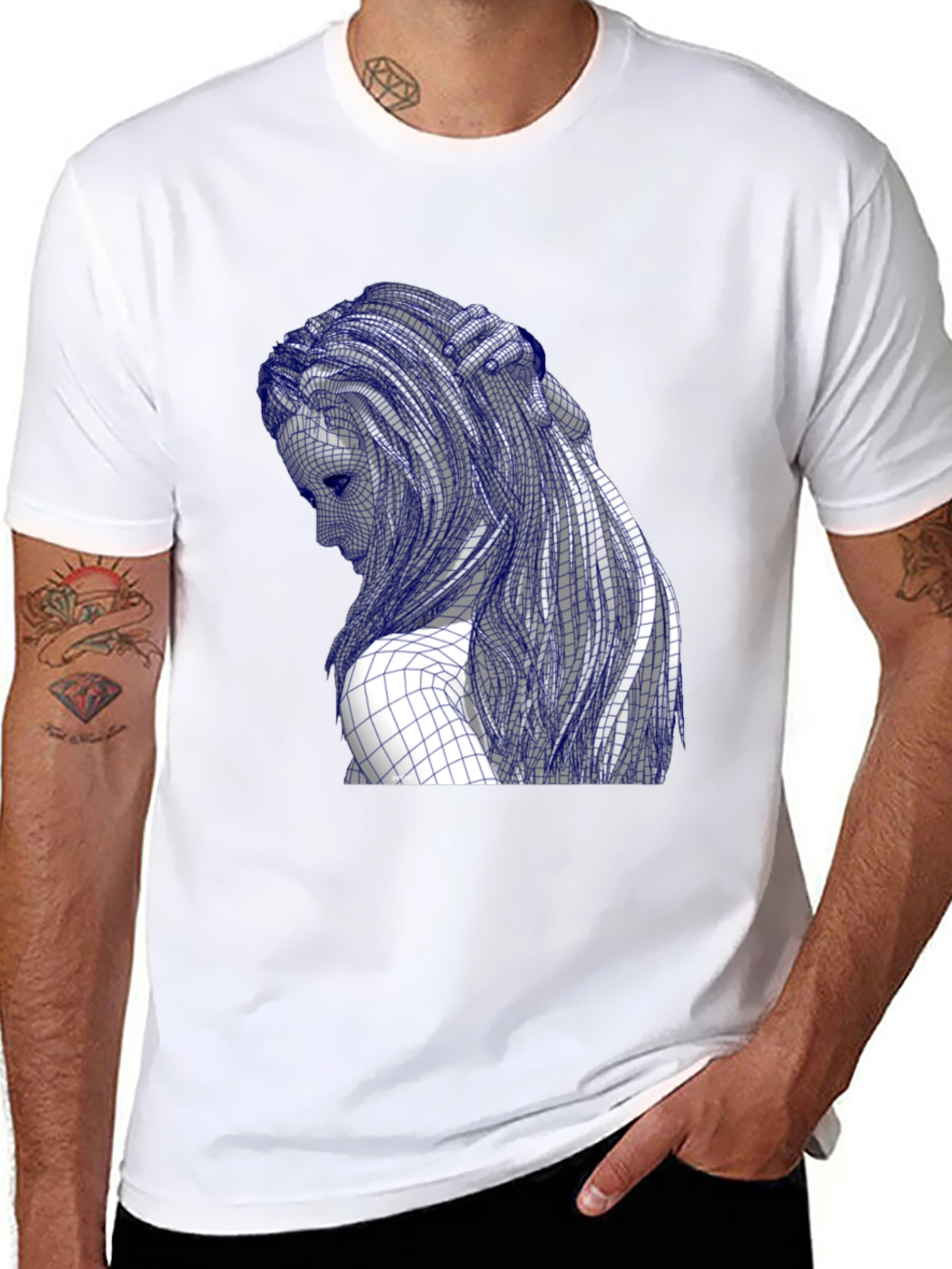 Grid Woman Tee - Artistic Graphic T-Shirt