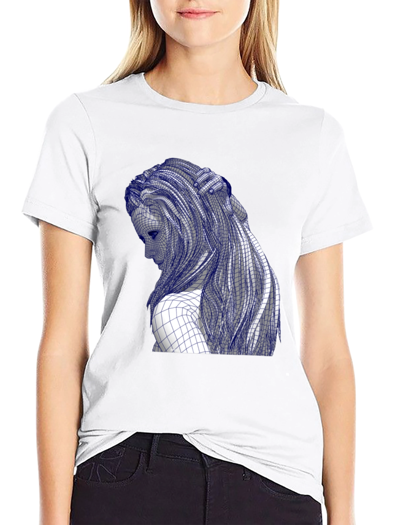 Grid Woman Tee - Artistic Graphic T-Shirt