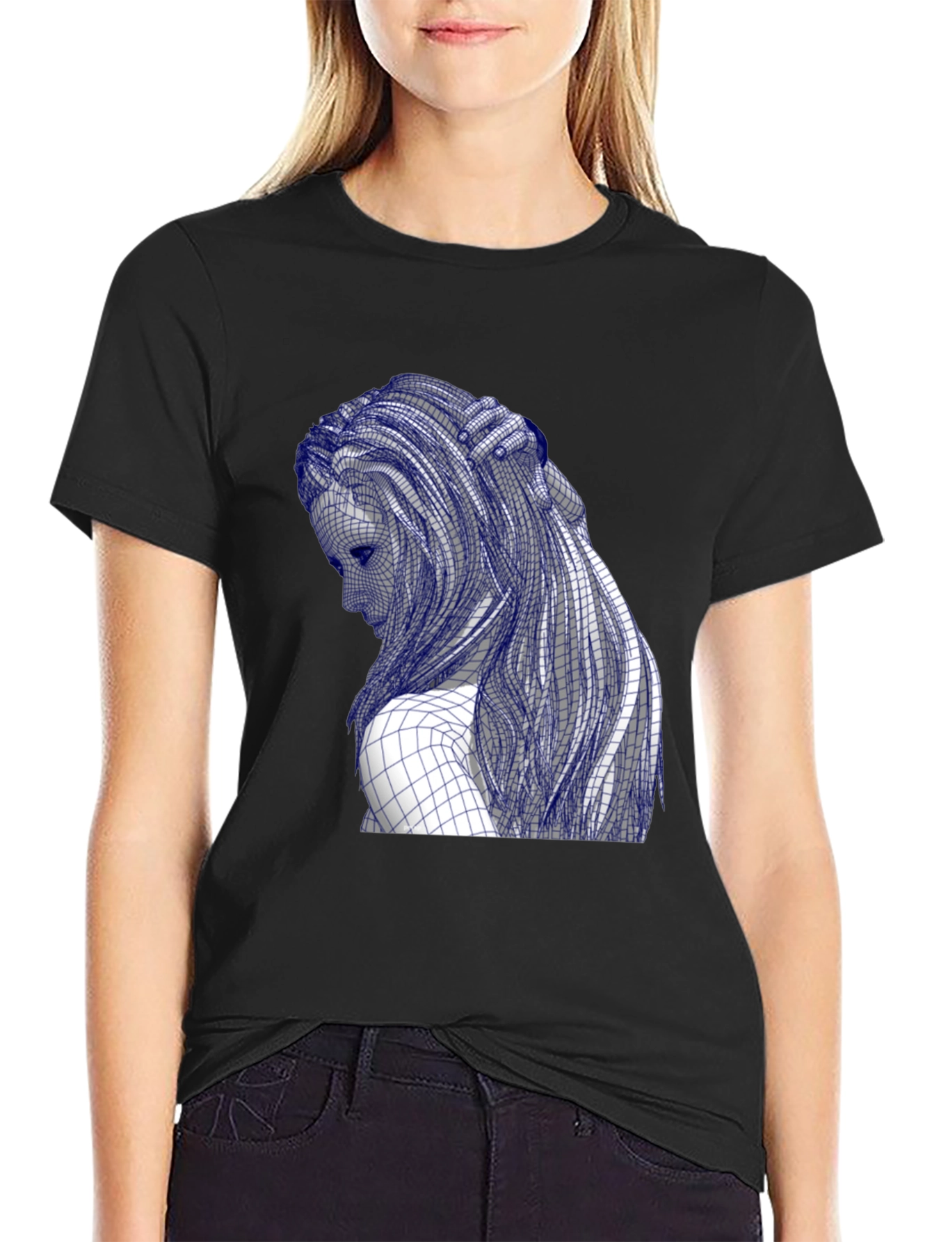 Grid Woman Tee - Artistic Graphic T-Shirt
