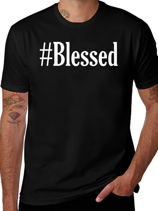 #Blessed Graphic Print Mens Black T-Shirt