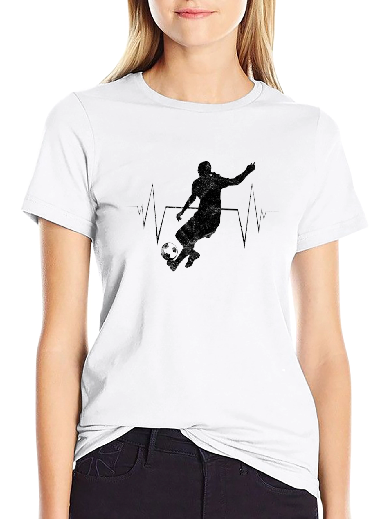 Soccer Player Heartbeat Graphic T-Shirt