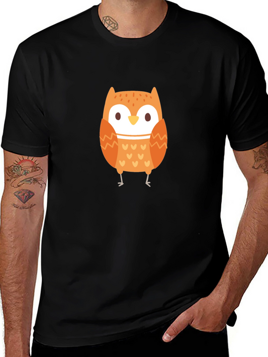 Cute Owl Graphic Black T-Shirt