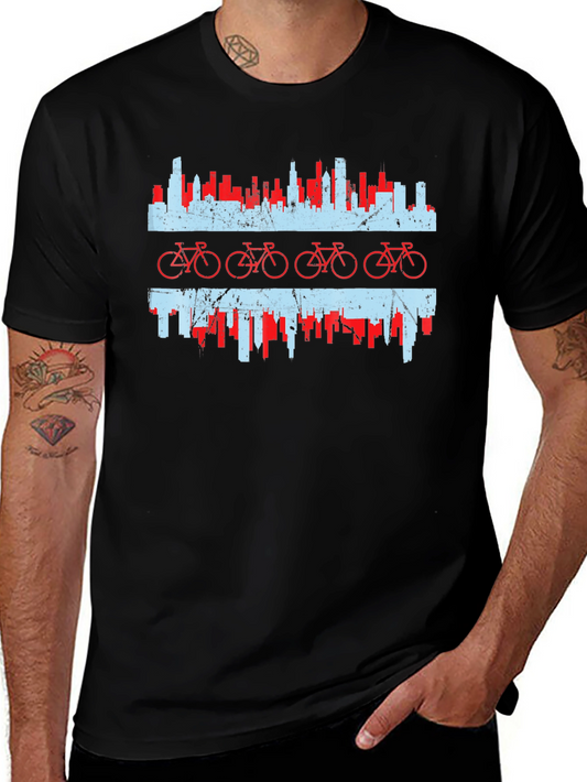 Chicago Flag Bicycle Graphic Tee - Black
