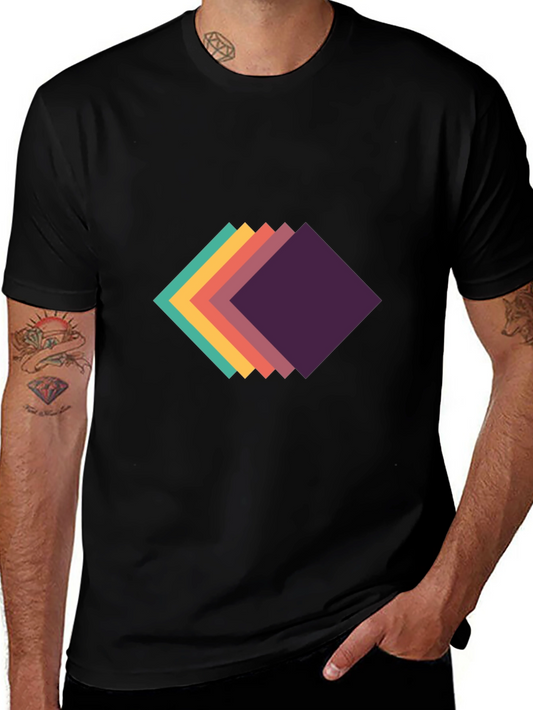 Abstract Squares Graphic Tee - Modern Casual Style