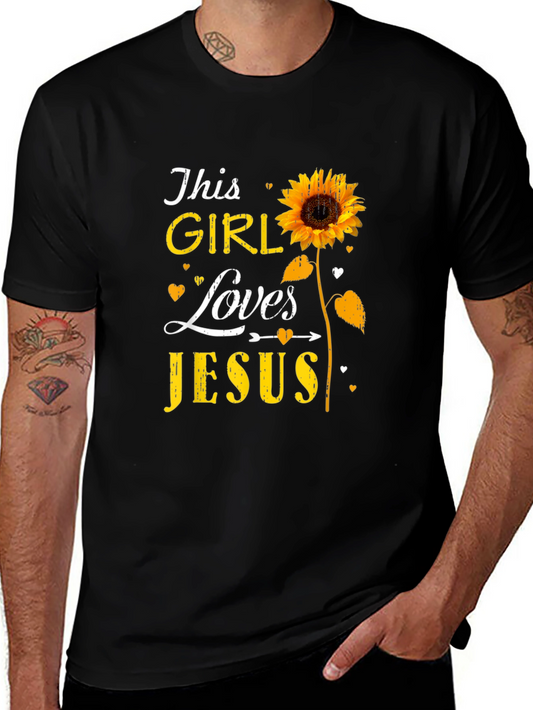 This Girl Loves Jesus Sunflower Graphic Tee