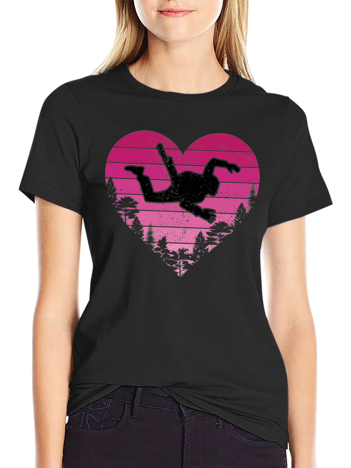 Skydiving Heartbeat T-Shirt - Black