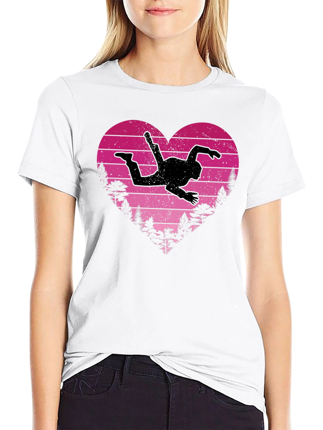 Skydiving Heartbeat T-Shirt - Black