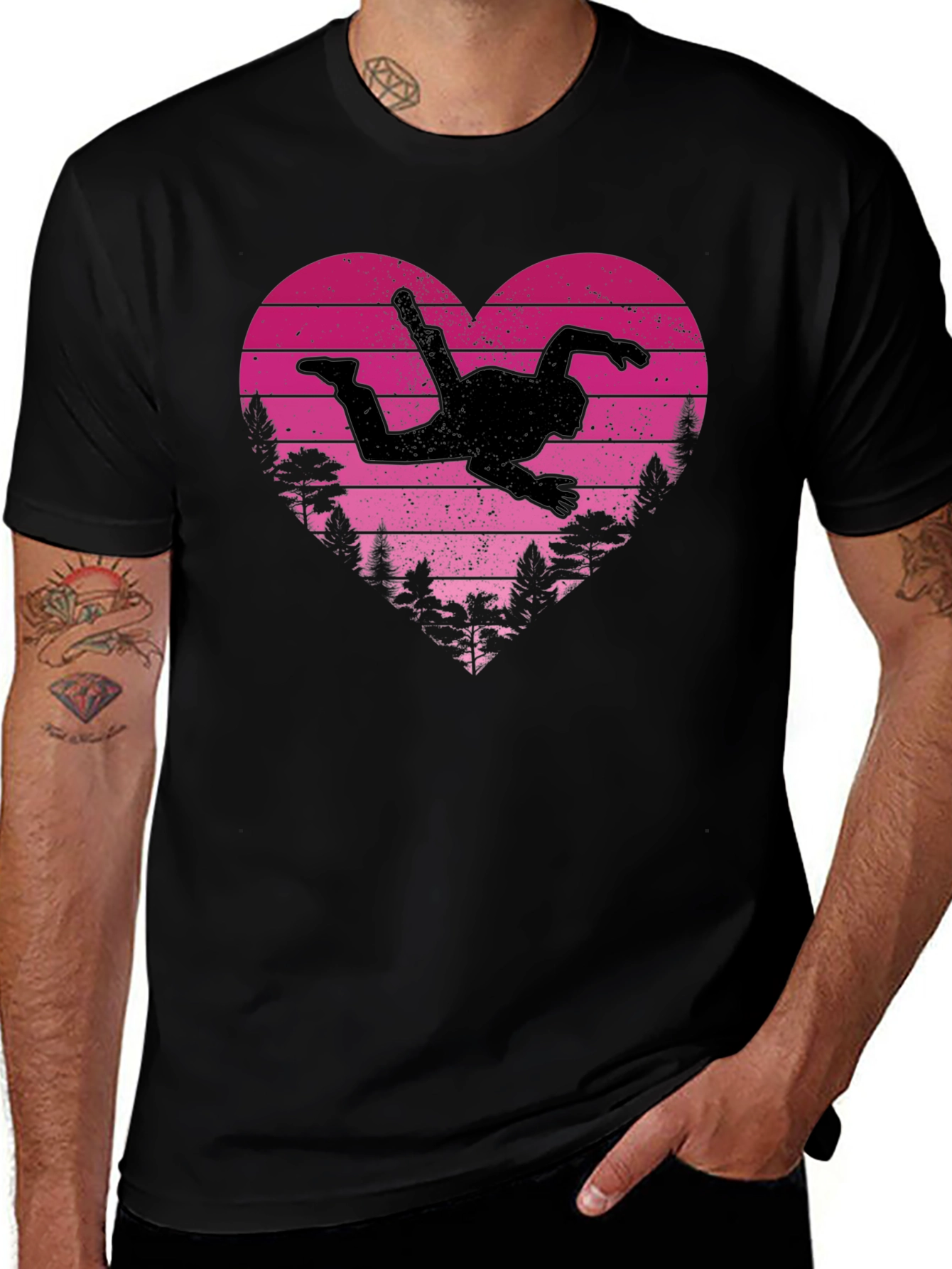 Skydiving Heartbeat T-Shirt - Black