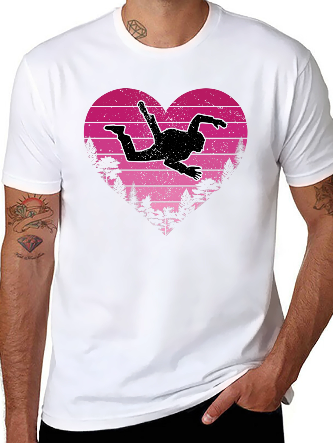 Skydiving Heartbeat T-Shirt - Black