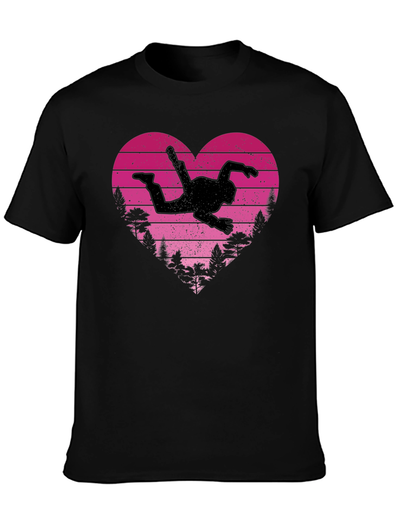 Skydiving Heartbeat T-Shirt - Black