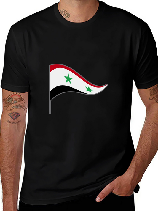 Syria Flag Graphic T-Shirt - Black Crew Neck Tee