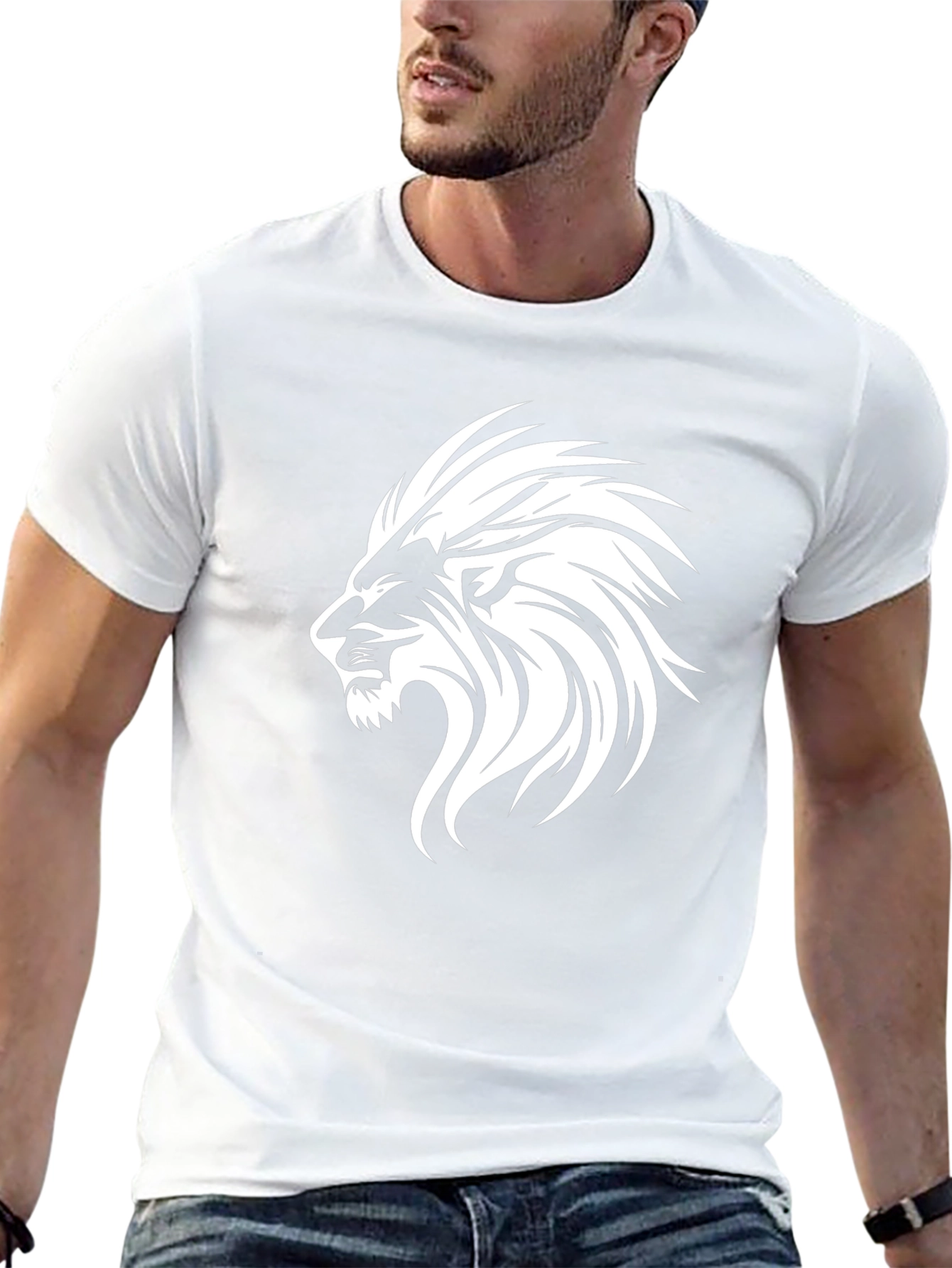 Bold Lion Graphic Print Mens Black T-Shirt