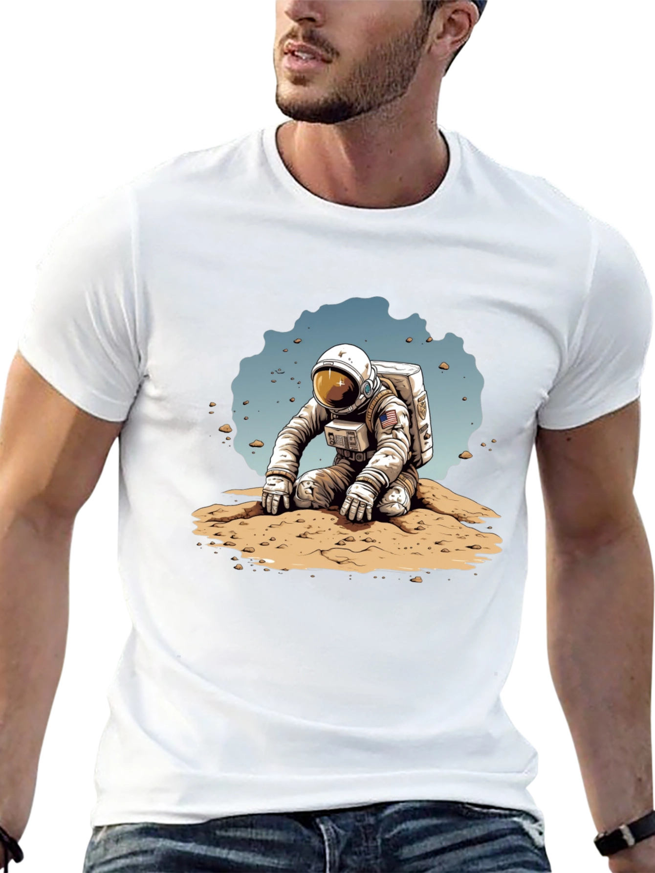 Astronaut on Mars Graphic Tee - Black T-Shirt